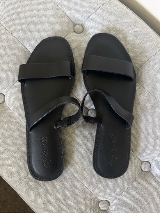 Madewell Shoes - Madewell Black Leather Slide Sandals with Toe Loop